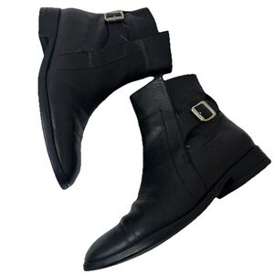 Emerson Fry Buckle Black Leather Ankle Boots